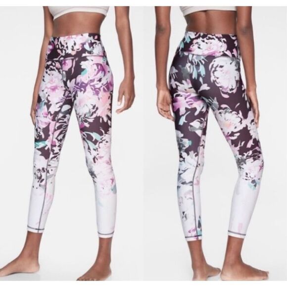 Athleta Pants - EUC Athleta Elation Blossom 7/8 Spring Nights Floral Yoga Pants/Legging Burgundy